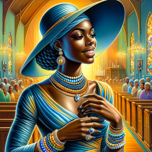 A spiritually enriching illustration portrays an African America...