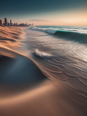 wave
ocean 
sand