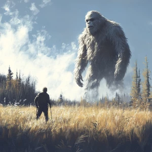 A man building a high hide for hunting saw a large humanoid look...