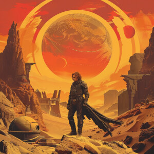 Dune Movie poster done in the style of Maxfield Parish and Moebi...