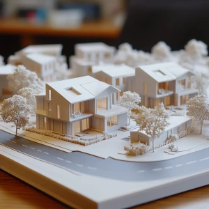 3D printed scale model of a housing development