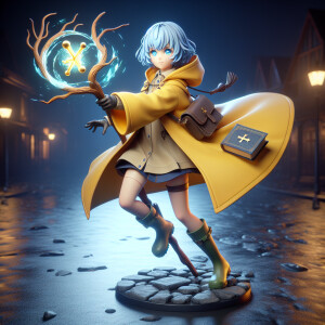 Niña estilo anime realista 3D

Cabello azul cielo corto

Ojo...