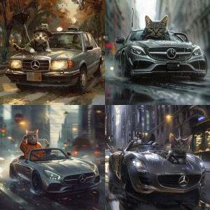 Кот дворник с именем дима за рулем серого мерседеса