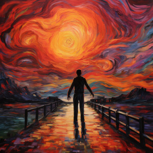 matthew pompeii set against a classical impressionist landscape,...