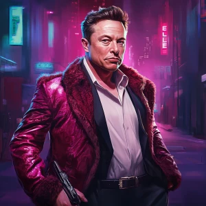 Elon Musk in GTA art style — Aks-74u — highly detailed character...
