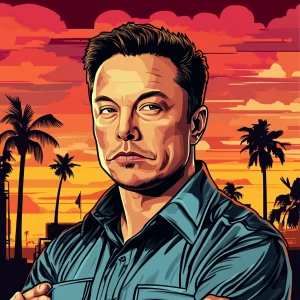 Elon Musk in GTA art style — — in the style of a Grand Theft Au...
