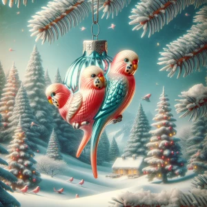 Photorealistic A photo of a 1950s kitschy blown glass Christmas...