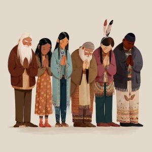 Christians, Muslims, Jews, and Native Americans praying together...