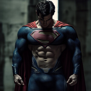 A superman showing his abs