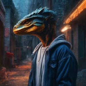 Create a vivid digital art piece depicting a Reptilian quadaloid...