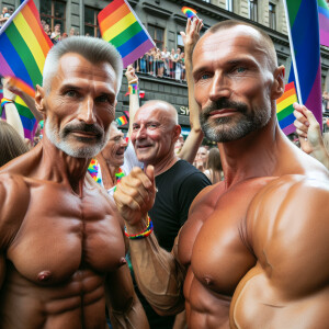 generate Medvedev and Putin at the gay parade