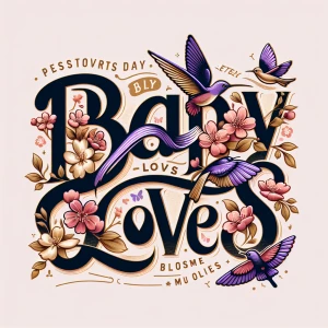 Alot of detail.
Create a design featuring the phrase "baby loves...