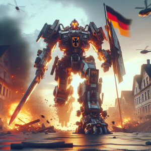 German as a transformer character, Teutonic knight armor, large...