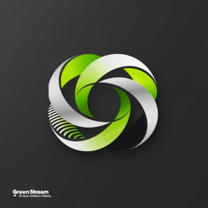 Create a logo for "GreenStream Media," a social media management...