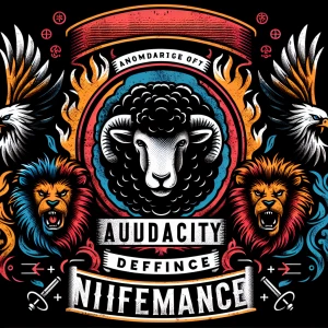 Create a t-shirt graphic that embodies the concept of daring, fe...