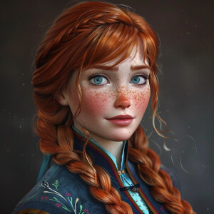 Photorealistic image, high resolution. Anna from Frozen