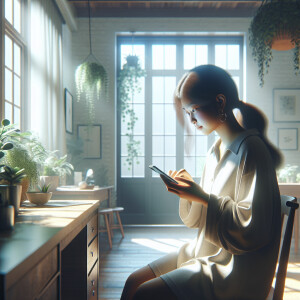 Create a photorealistic image of a sweet 19-year-old sister hack...