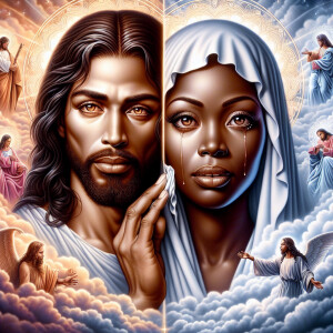 Ensure that the image distinctly represents both Jesus Christ an...