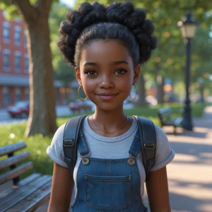 Generate an image of a young African American teenage girl with...