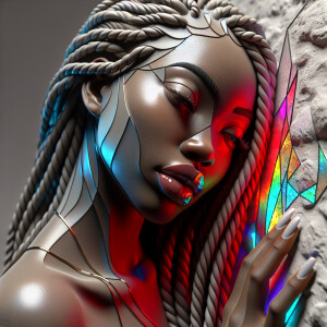 3-D image of an abstract painting which features a beautiful Afr...