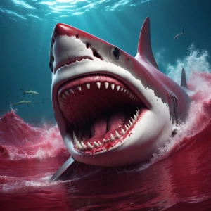 Untenable shark aggressive, crimson color water,horrorcore, , u...