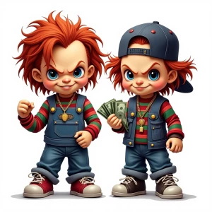 immaculately detailed and desiged cartoonish  Chucky and Tommy f...