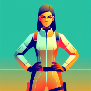 1990s anime screencap, girl a plugsuit, standing with hands on h...