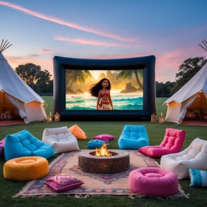 Organize an outdoor movie night for a girl's birthday party feat...