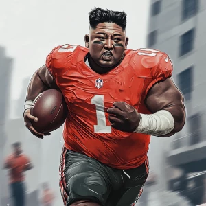 Kim Jong Un  NFL player, picture in action, in GTA art style