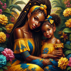 A tender depiction of a Bohemian mother with her child, both sty...