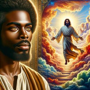 Produce a realistic image of an African-American Jesus in the fo...