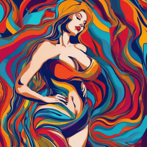 Topless woman with massive gigantic boobs