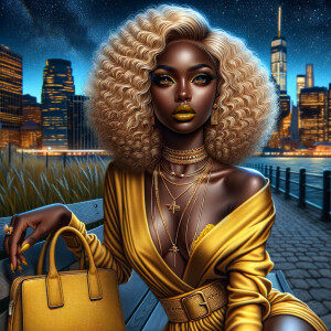 Airbrush Style: innner New York skyline landscape. A beautiful A...