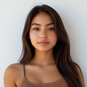A portrait of a cute 20-year-old Mexican-American woman from Riv...