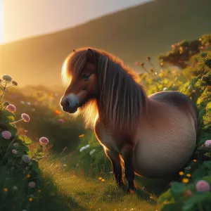 Heavily pregnant pony