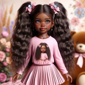Refine the 3D realistic image of a four-year-old African-America...
