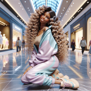 Generate an 3-D realistic image featuring a light skin African-A...