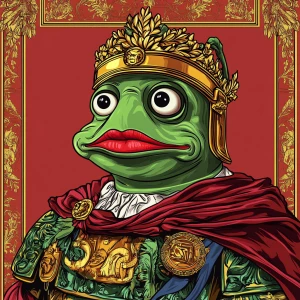 Pepe with pumped-up lips of a bright red color in carton style...