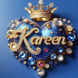 VCraft a 3-D image showcasing the name 'KAREN' in a luxurious go...