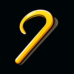 Yollow curved pry bar with a black background cartoon