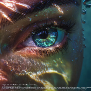 "A hyper ultra-realistic close-up of a person's face partially s...