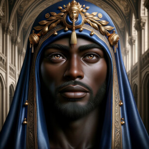 A hyper-realistic image of an African-American Jesus Christ, ser...