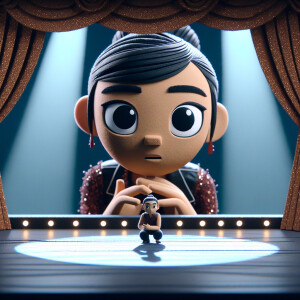 dancer stops dancing and looks at the audience. She decided shes...