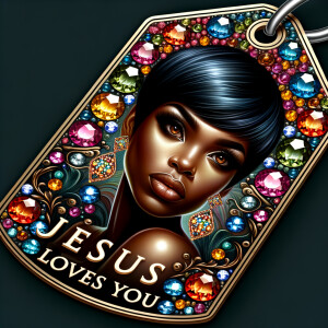 Redesign the tag to feature an African-American woman with a sty...