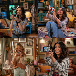 Still from a Nickelodeon sitcom, Lindsay Lohan taking a selfie