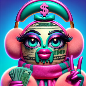 Create a hyper-realistic, cartoonish image of a boujee stack of...