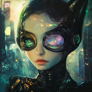 Alien girl in Advertisment art style