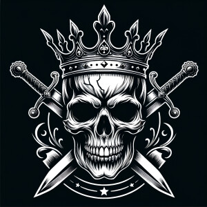 Sword skull black crown logo