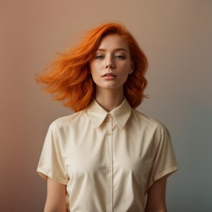 Photorealistic image. High resolution. Light ginger haired femal...