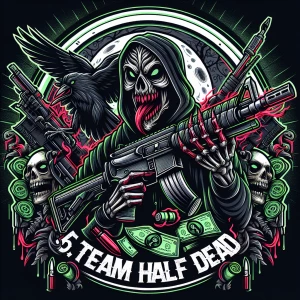 Create   a  professional,  horror-themed circular brand logo fea...